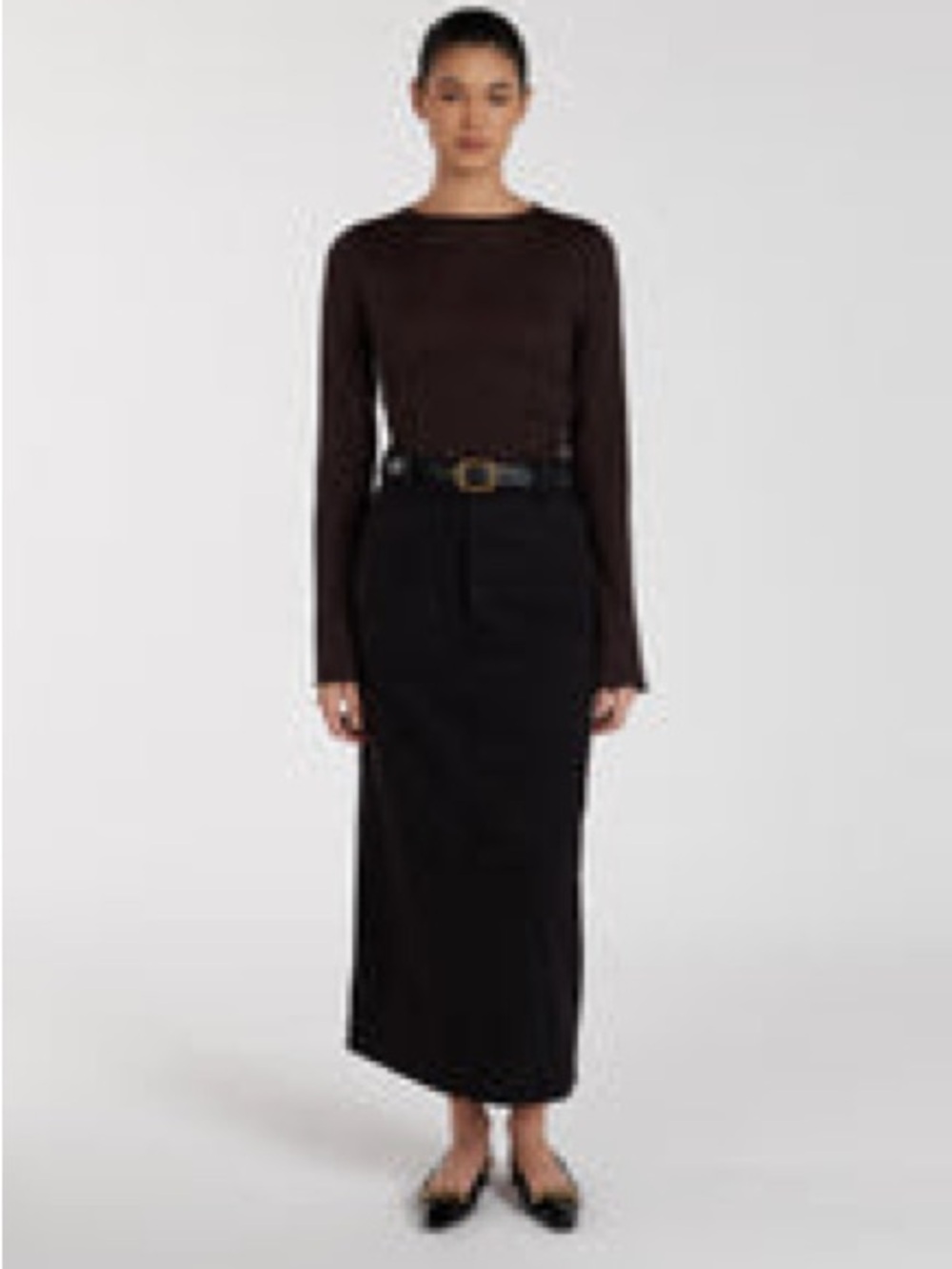 DISSH Black Maxi Pencil Skirt - Sleek High-Rise Silhouette